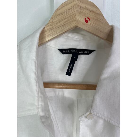 NEW Marissa Webb Rowan Linen Button Down Long Sleeve White Romper Size: 6 - Picture 4 of 7